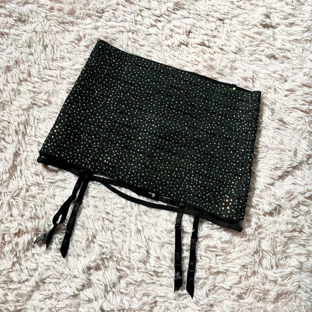 Sexy Dark Glamour Lingerie Whimsygoth Garter Belt Womens XL Sequined Goddess